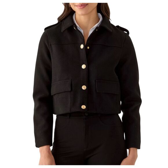NWT Edit by Jason Wu Women's Collared Cropped Button Down Military Jacket size 6 - Picture 1 of 7